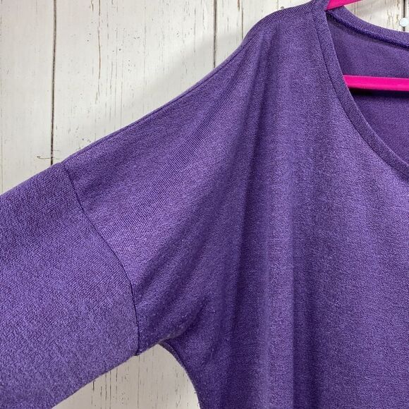 Uget Womens Plus Lightweight Oversized Batwing Sleeve Knit Purple Pullover Top - Picture 7 of 11